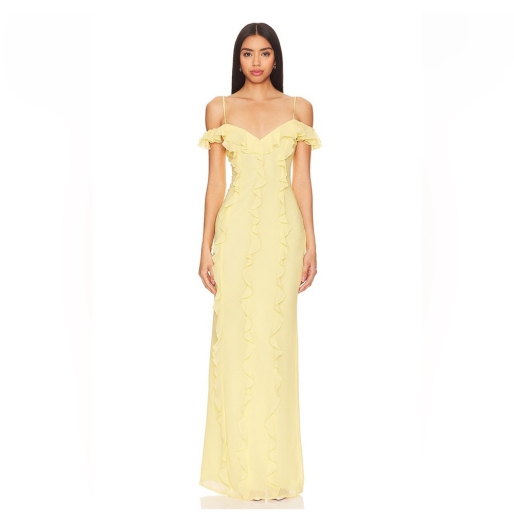 Lovers and Friends Yellow Off-Shoulder Maxi Dress
